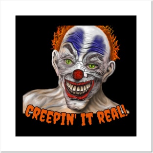 Creepin' it Real Halloween Graphic Design Scary Clown Posters and Art